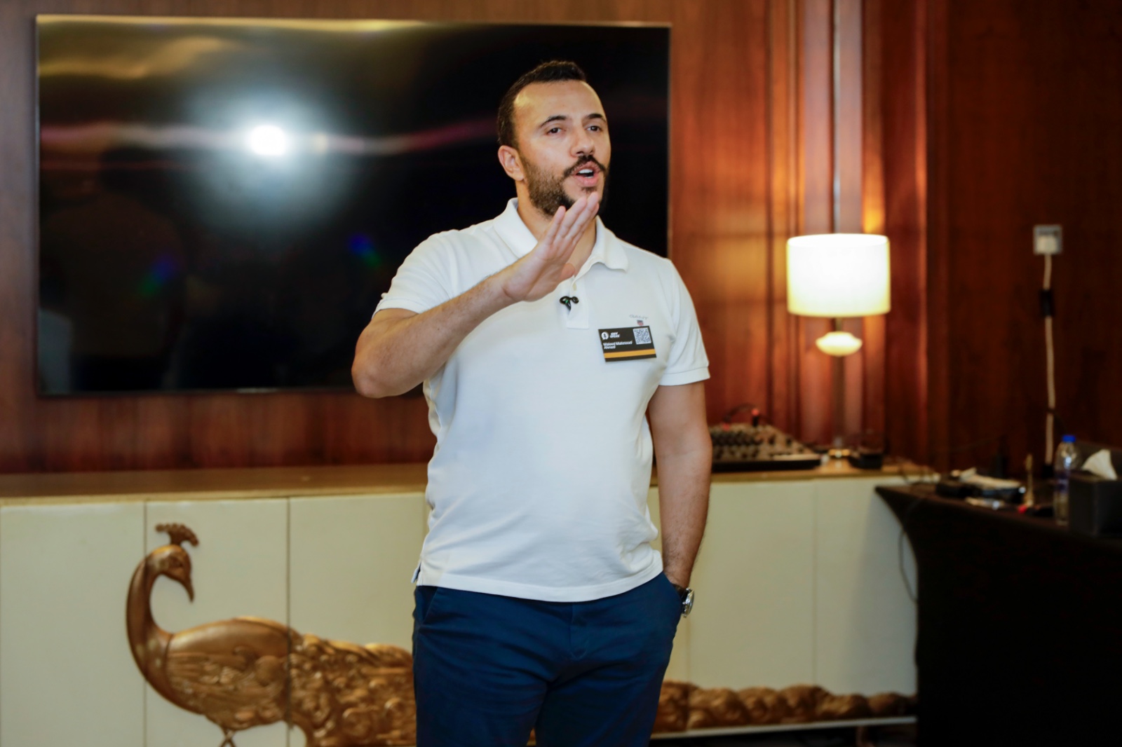 Participant delivering a speech during the masterclass